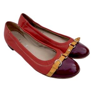 AGL Monika Genuine leather calfskin ballet color block flats shoes 37.5 7.5